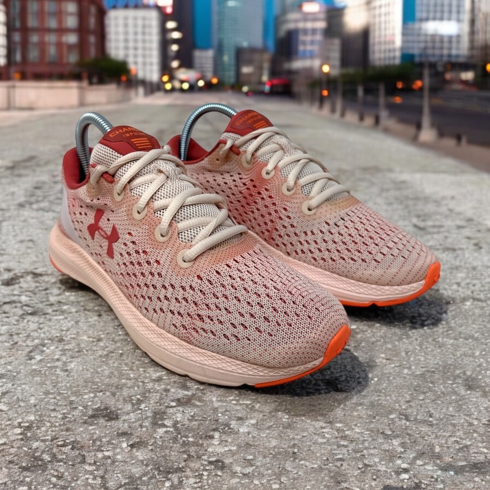 Under Armour Charged Impulse Women 7.5 Pink Orange Running Shoes 3022572-800